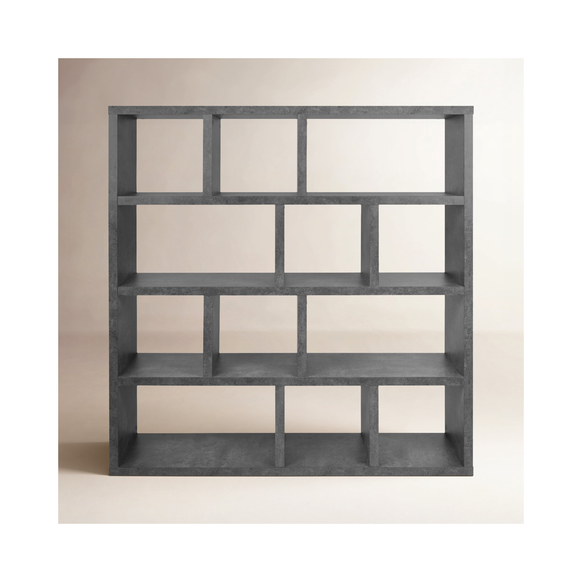 Stetson Wide Bookcase, (4 Shelves) 63" H x 59" W x 13" D, Concrete Gray