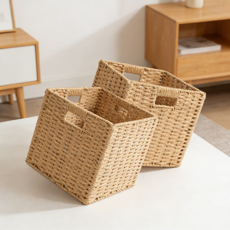 Paquet de 2 paniers de rangement pliables avec poignées LOHastour
