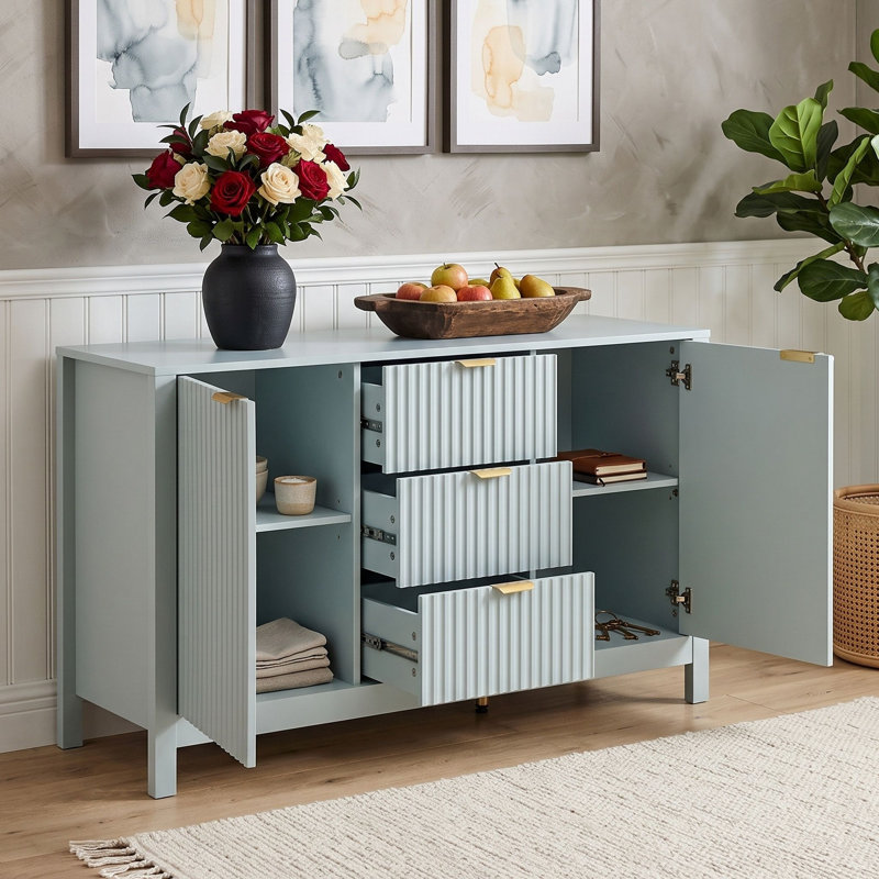 Buffet avec tiroirs et tablettes réglables, Cyan