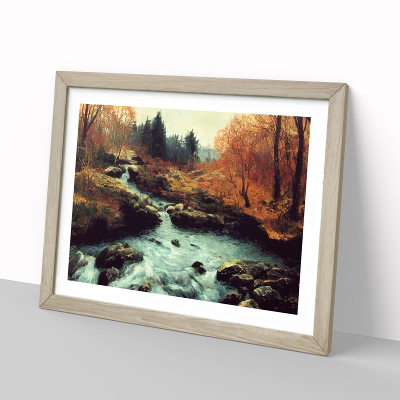 Desirable Forest Stream - Single Picture Frame Painting, Oak, 25cm H x 34cm W x 2cm D