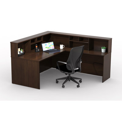 Reception Corner Office Desk Work Stations Furniture Model 3F7716E2B3DF41E09C75136C9F680D8A 5Pc Group Contemporary Espresso Color. Included 5Pc Set Furniture Pieces