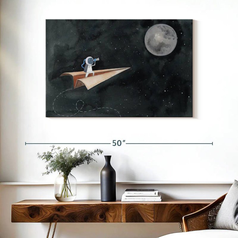 Avion en papier jusqu'à la lune, H 26 po x l 39 po
