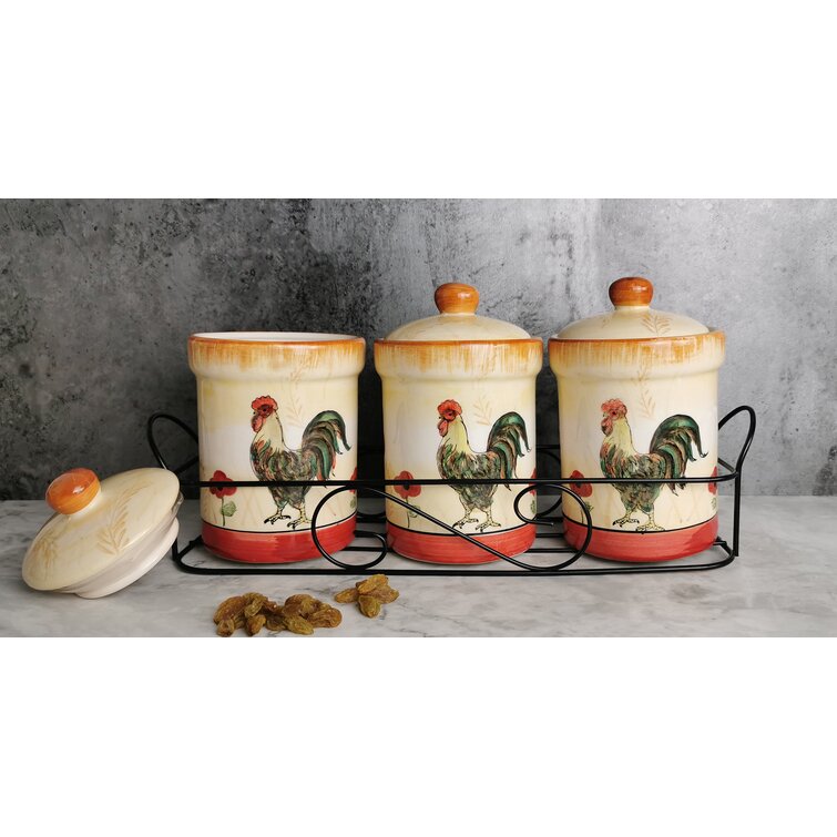 Chalkboard Rooster 3 Piece Kitchen Canister Set Home Essentials and Beyond  - Yahoo Shopping