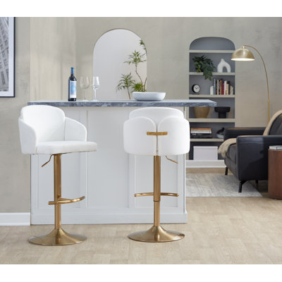 Tabouret de bar réglable Dahlia en métal avec accents en métal et repose-pieds rond en métal par Lumisource - ensemble de 2