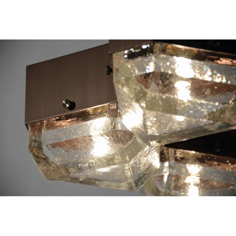 Lustre géométrique en verre coulé à lumière variable à intensité variable de 6 po Devona Vega, Vert, Nickel satiné