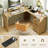Daymen 55Inch Lift Top L Shaped Desk with Power Outlet, Fluted Computer Desk with File Drawer and shelf , Home Office Desk with Monitor Stand and Cable Management-1083508209