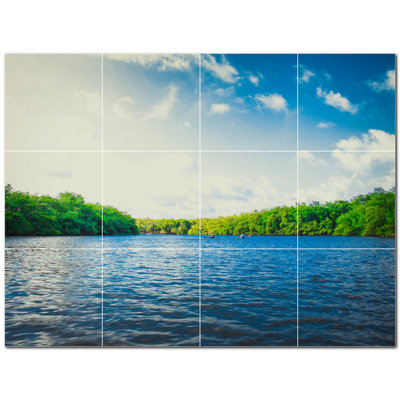 Lakes Photo 8'' x 8'' Satin Ceramic Decorative Mural