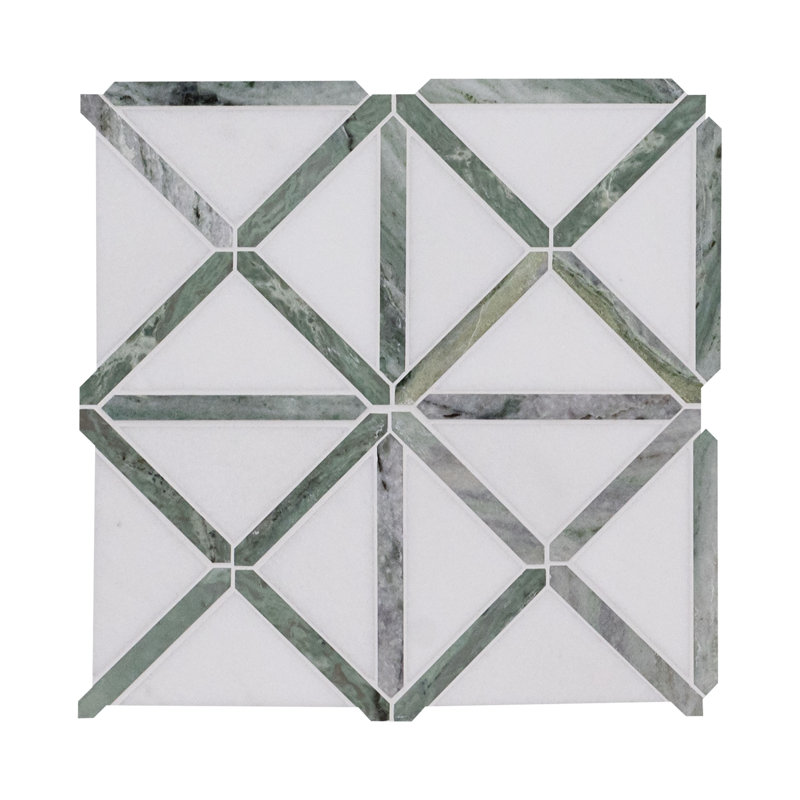 Tesella Jade Geometric 12 in. x 12 in. Polished Marble Mosaic Floor and Wall Tile