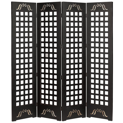 Omega 4-Panel Lattice Room Divider — Espresso, 84" x 84"