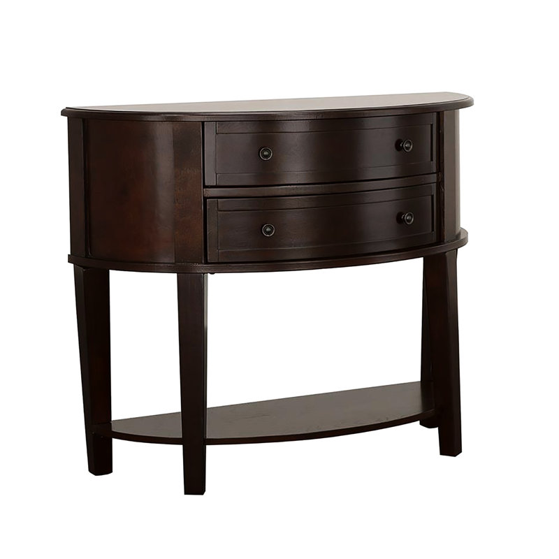 Transitional Console Table In Cappuccino With Storage Facilities And Functional Shelf