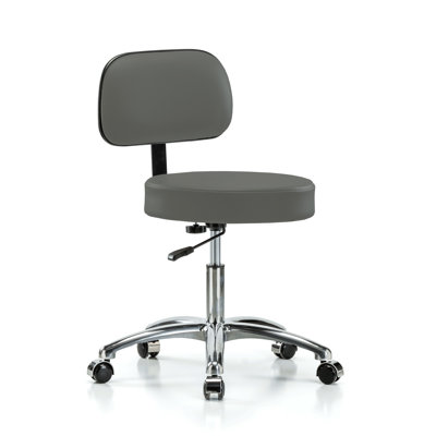PERCH Chrome Basic Exam Stool with Back | Desk Height 18.5-24"