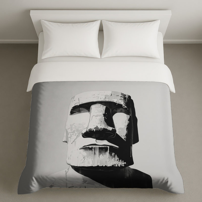 Housses de couette Moai Statue Illustration, Queen