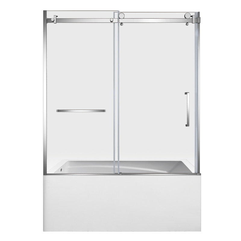 Kingston Brass 60-Inch Acrylic Rectangular 3-Wall Anti-Skid Alcove Tub With Tub Door, Hand Drain, Left, Polished Chrome