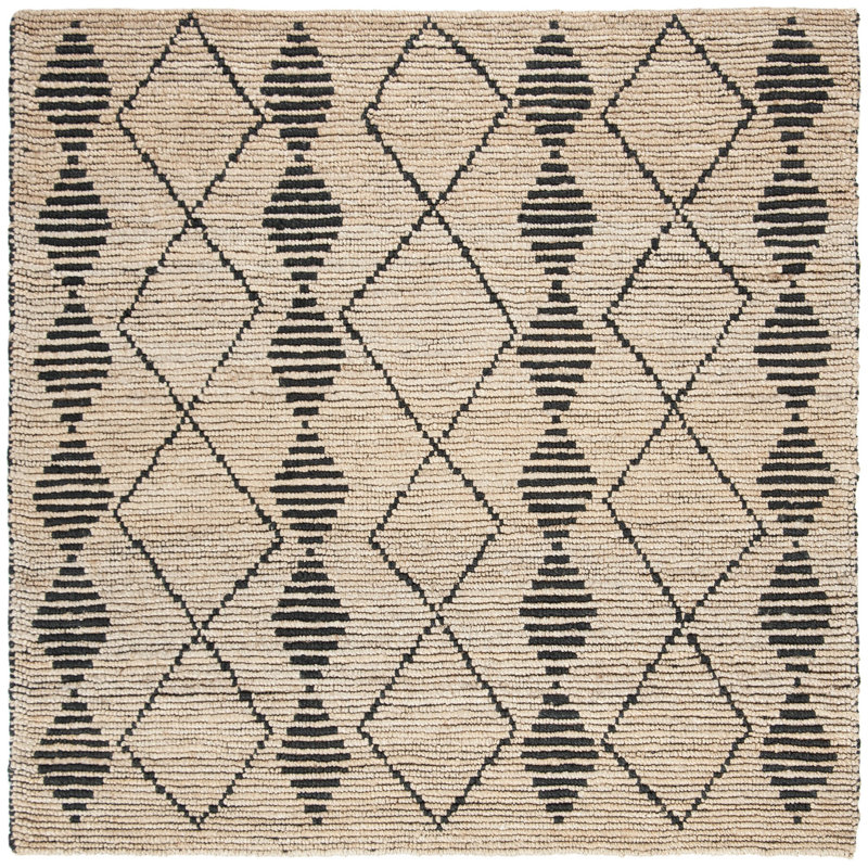 Trotter Hand Woven Jute Pile Geometric Rug, Square 6'