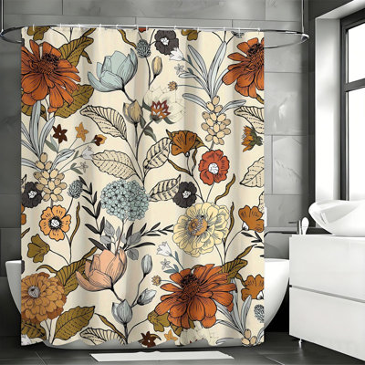 Rideaux de douche Ã  motifs floraux avec crochets inclus