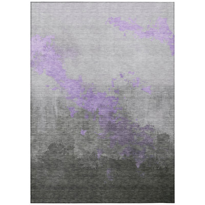 Machine Washable Indoor/Outdoor Xhevrie Lavender Rug