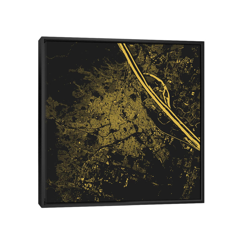 « vienne », impression sur toile tendue, H 18 po x l 18 po x P 1,5 po, Toile avec cadre noir, Pas de tapis