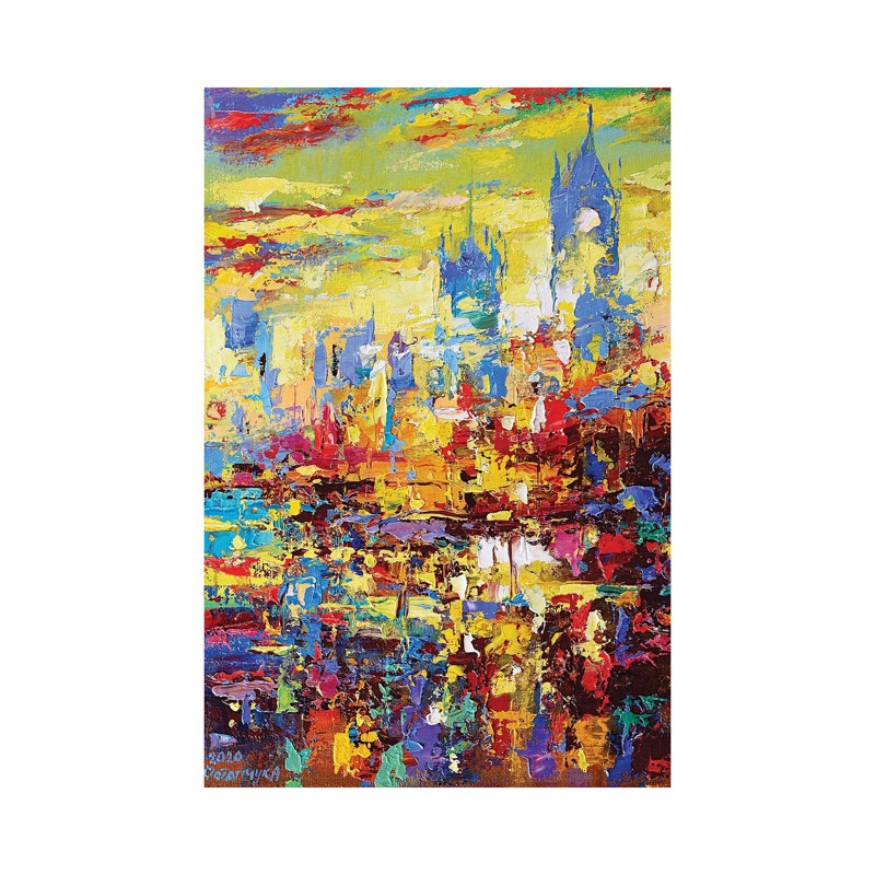 Abstrait paysage urbain IV par Andrej Ostapchuk - Giclée sur toile tendue avec châssis, H 40 po x l 26 po x P 1,5 po