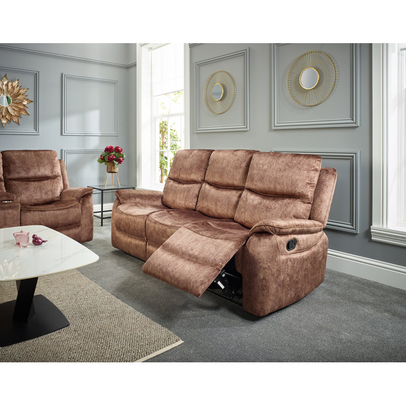 Anicet Reclining Sofa, 3 Seater, Brown