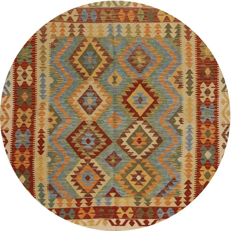 Tapis orange/marron contemporain, Rond 4 pi