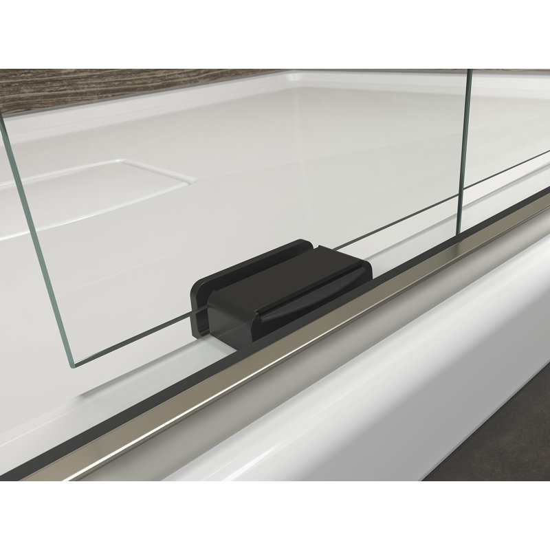 Levity 59.63" x 59.75" Bypass Bath Door with CleanCoat® Technology, Matte Nickel, Crystal Clear