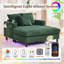   Canapé inclinable moderne en velours côtelé surdimensionné avec assise profonde, 3 coussins, charge USB, bande lumineuse à DEL RVB, porte-gobelet, poche latérale - convient au salon et à la chambre à coucher-1950303533