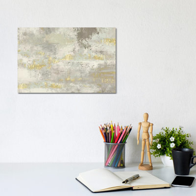 Blooming Day Golden Grey by Marie Elaine Cusson - Wrapped Canvas Painting