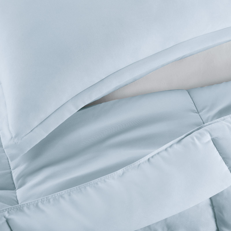 Twin Light Blue Microfiber Bed in a Bag Set
