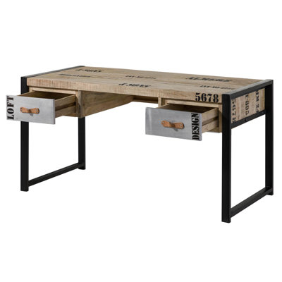 Factory Solid Wood Top Metal Base Writing Desk