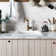 Square Fireclay 18" L x 18" W Undermount/Drop-In Kitchen Sink with Basket Strainer and Sink Grid