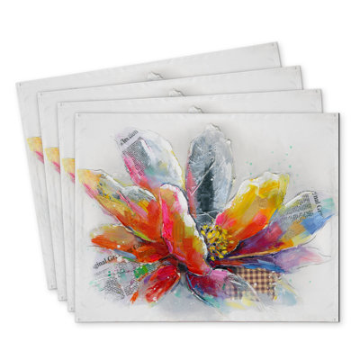 Abstract Flower Polyester Dreketi Set of 4 | Home Decor