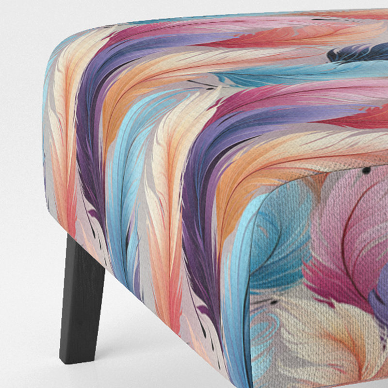 Élégance multicolore à plumes d'animaux - Fauteuil de chambre contemporain rembourré, fauteuil d'appoint bleu