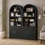 Bibliothèque haute cintrée avec portes à tiroirs et tablettes ajustables pour différents espaces-283496605