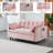 Pink Tufted Convertible Sleeper Couch - Modern Pull-Out Sofa Bed For Bedroom-1613191714