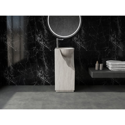 34" Tall Freestanding Solid Surface Pedestal Sink With Faucet Hole