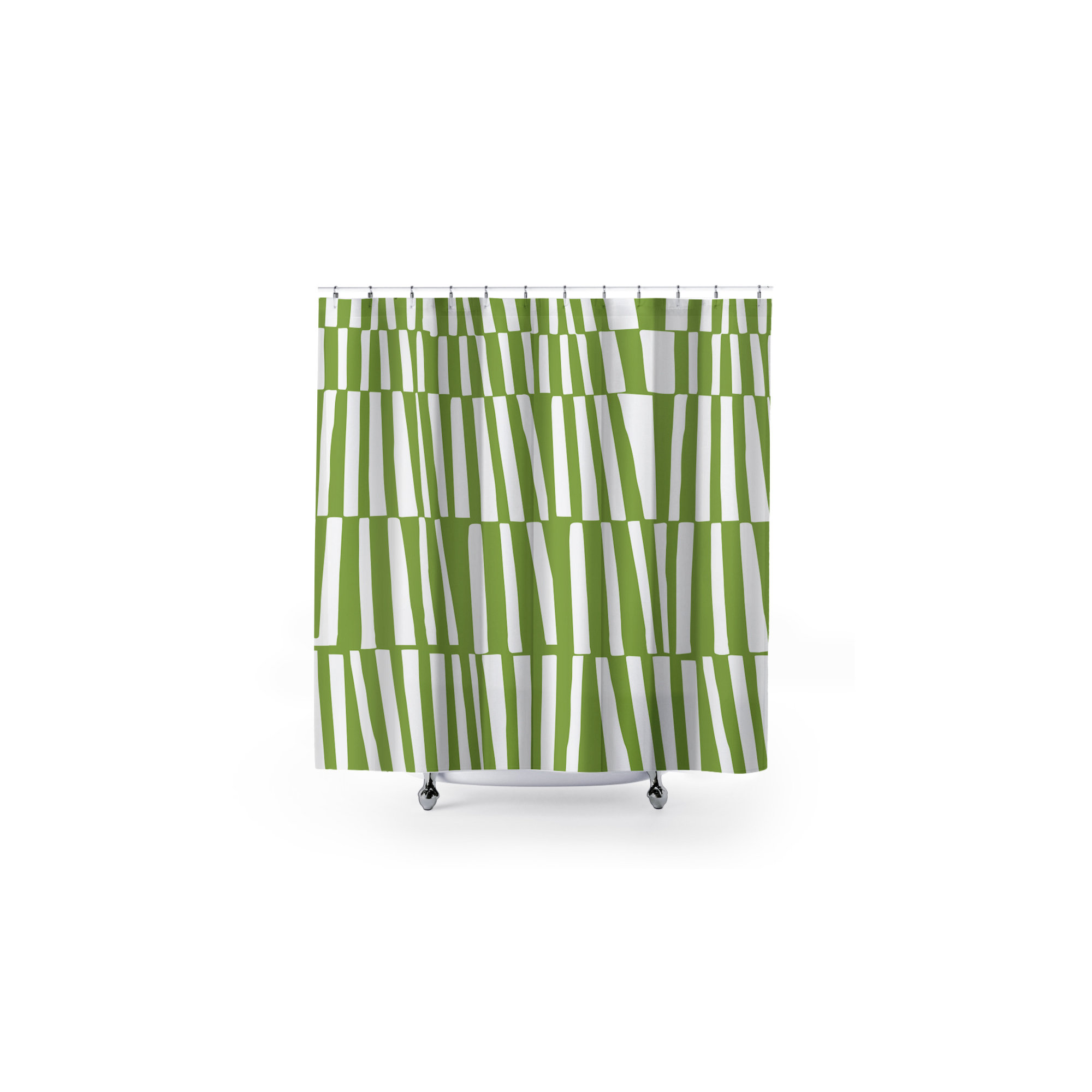 Thora Abstract Mid-Century Shower Curtain, Chartreuse