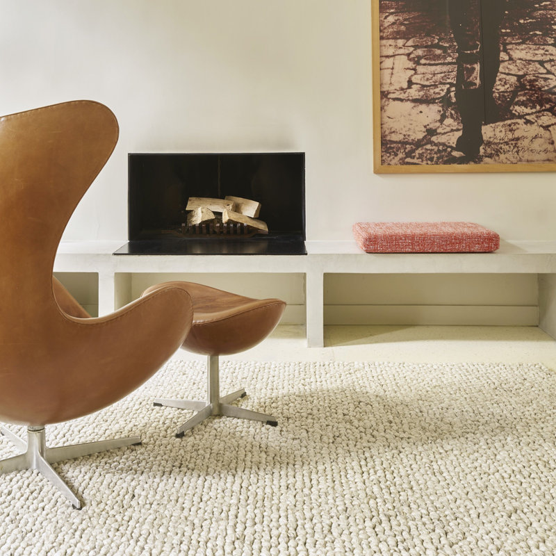 Bubbles Wool Area Rug in Beige, Rectangle 8'2" x 11'6"