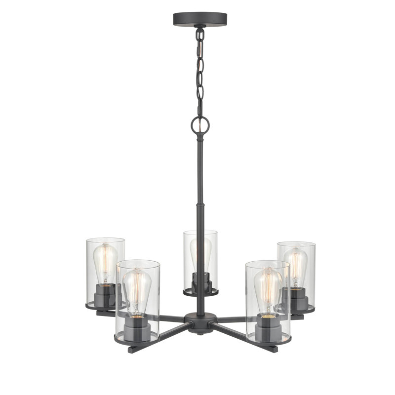 Lustre traditionnel à 5 lumières Verlana, Noir mat