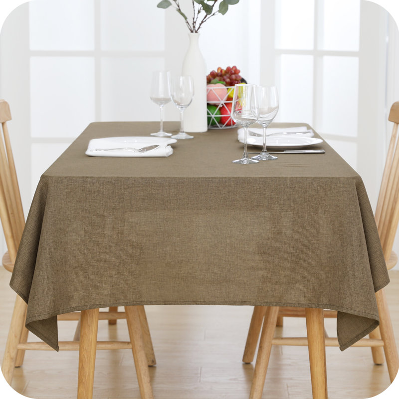 Tablecloth Wipeable Water Resistant Tablecloth Rectangular Table Cover Taupe, 137cm W x 274cm L