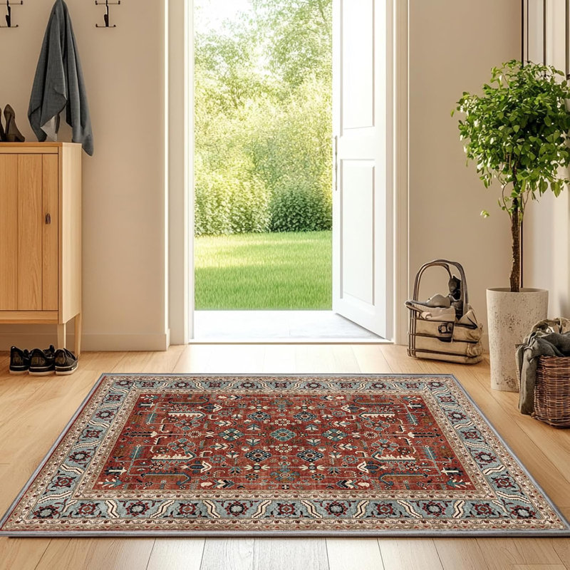 Washable Hallway Runner Rugs 2x6 Stain Resistance Runners for Hallways Entrance Non-Slip Runner Rugs, Runner 2' x 6', Red