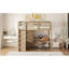 Lit mezzanine en bois avec garde-robe intégré, bureau, tablettes de rangement et tiroirs-1137581458