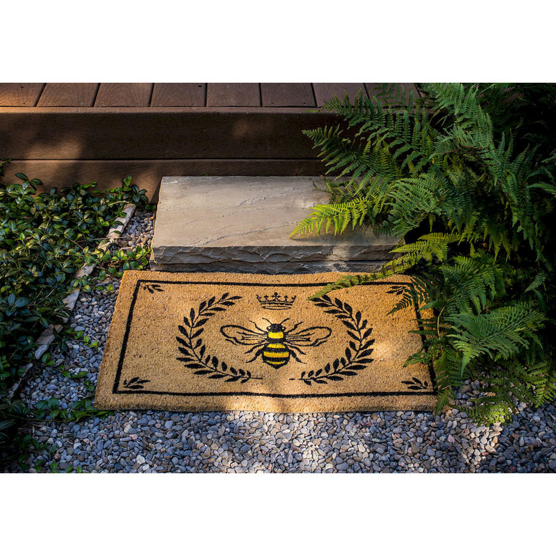 Outdoor Doormat, 1" H x 18" W x 30" L, Yellow/Black