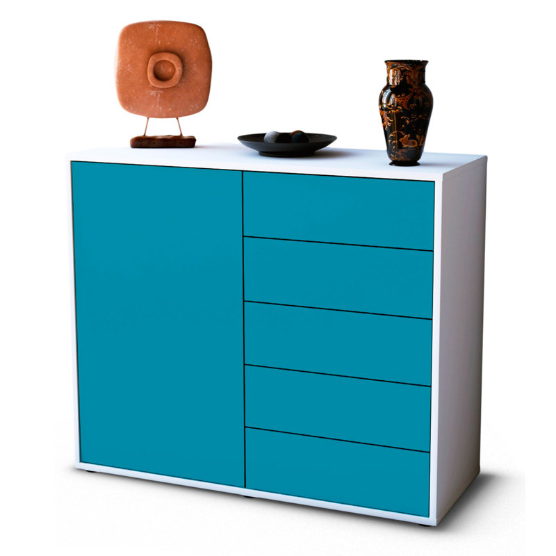 Presidio 92cm Sideboard, White/Turquoise