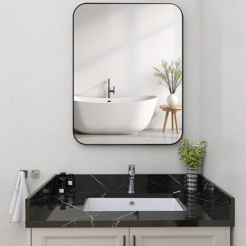 Comptoir de meuble-lavabo à dossier rectangulaire l 24 po x P 4 po en marbre noir poli