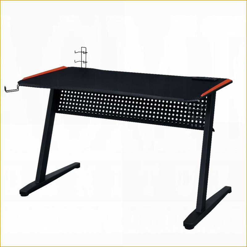 Bureau de jeu avec lumière DEL et amp; Port USB - Noir / Rouge | Papier composite | Espace de vie principal