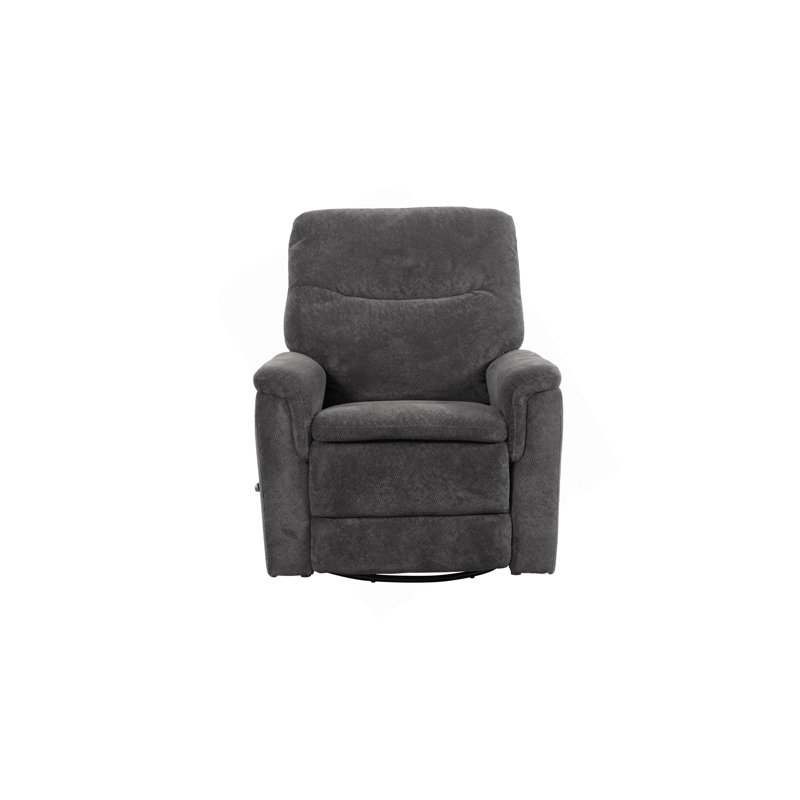 Man Wah Cozy Upholstered Swivel Recliner, Gunmetal