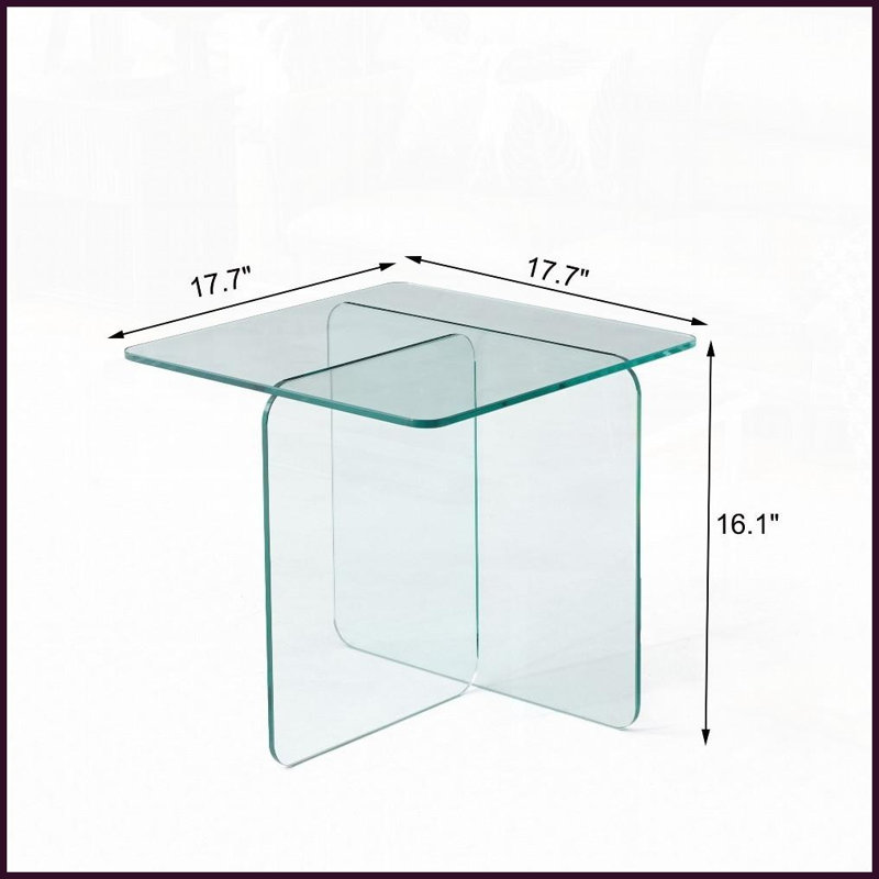 Petite table basse en verre trempé transparent pour le salon, facile à nettoyer et amp; Aucun assemblage requis, Clair