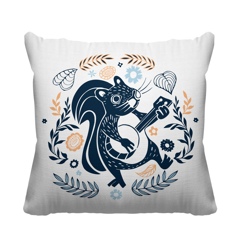 Coussin décoratif Nutsy, L 15 po x H 15 po, Pêche / bleu marine