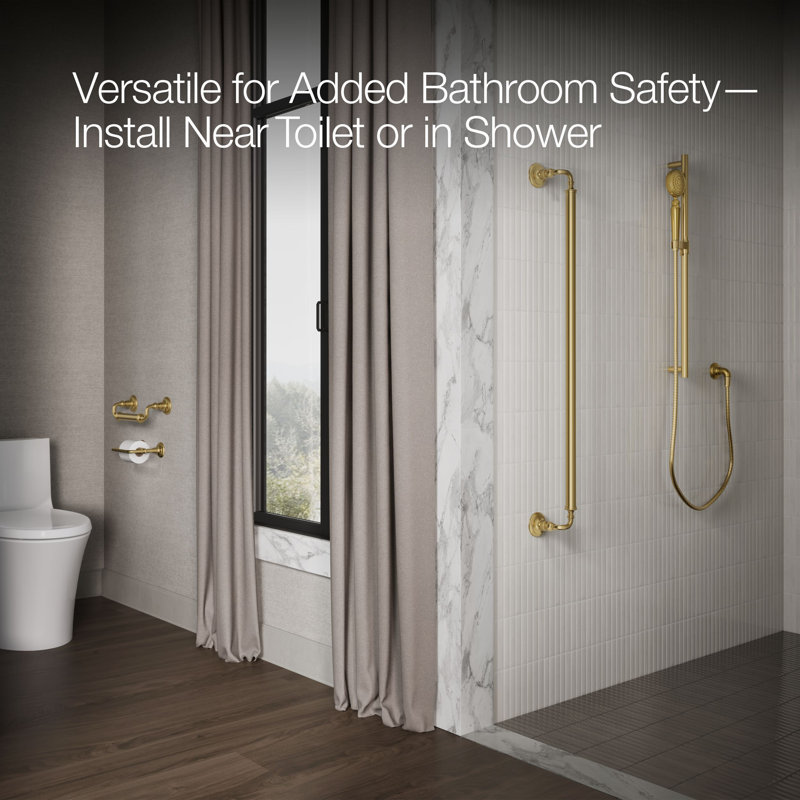 Artifacts Grab Bar, 12"W, Vibrant Brushed Modern Brass