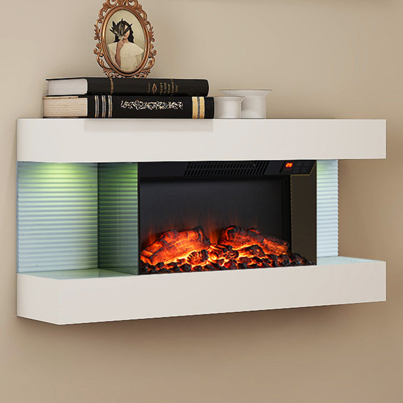 3-Sided Wall Mounted Led Electric Fireplace With Floating Mantel,Remote Control Adjustable Heat, 16.5" H x 50" W x 8.1" D